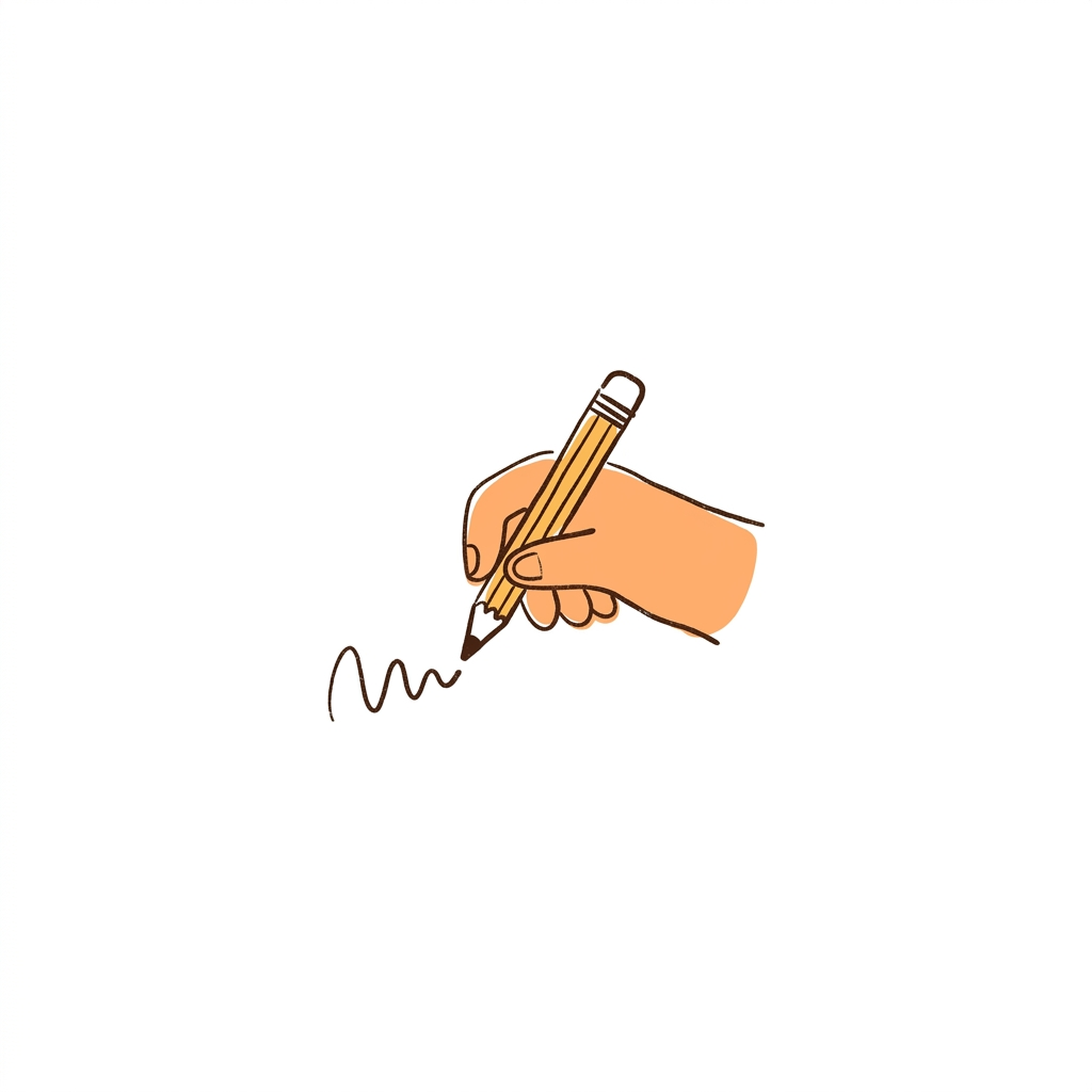 A hand drawing a pencil squiggle.