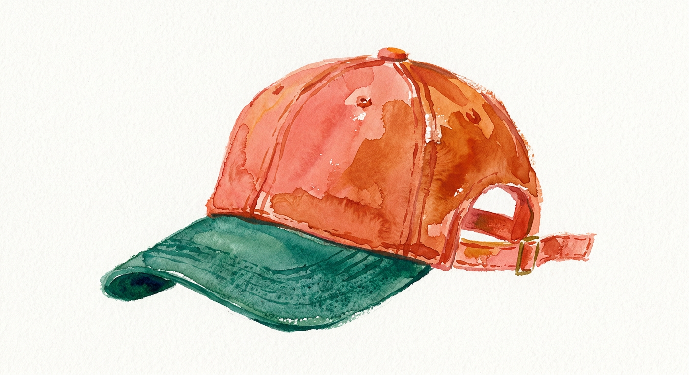 Watercolor painting of an orange cap.