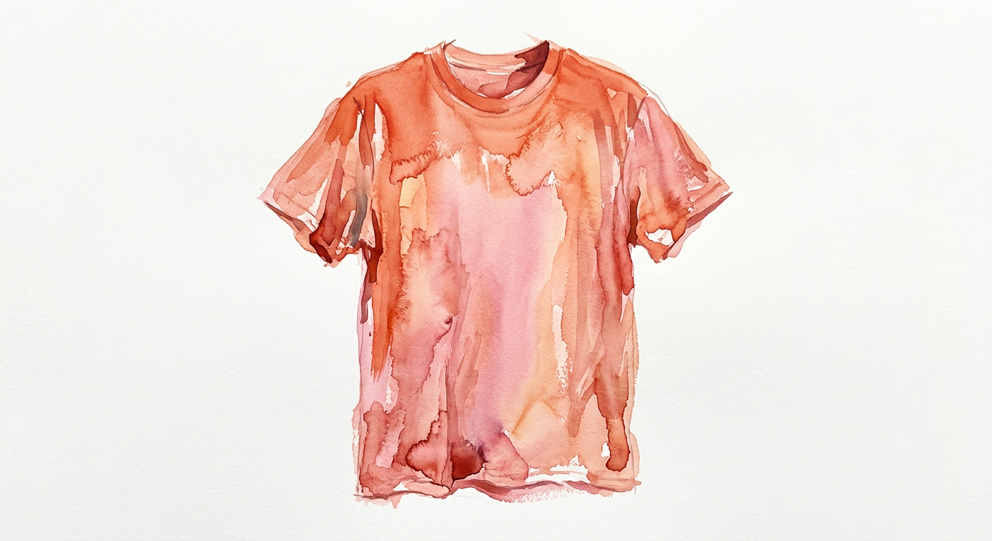 Watercolor painting of a coral tee.